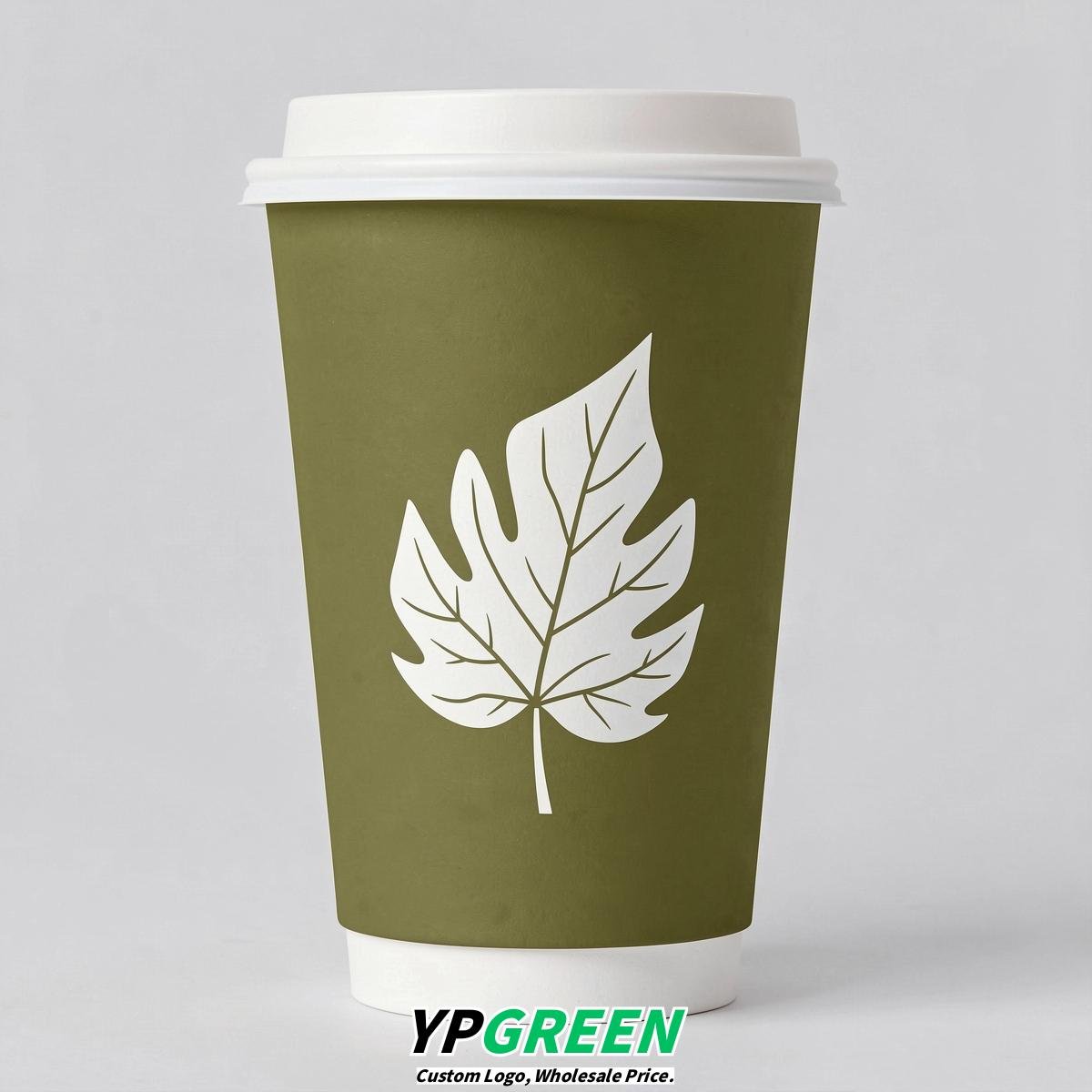 Olive Leaves Paper Cups with Lids 8-24oz