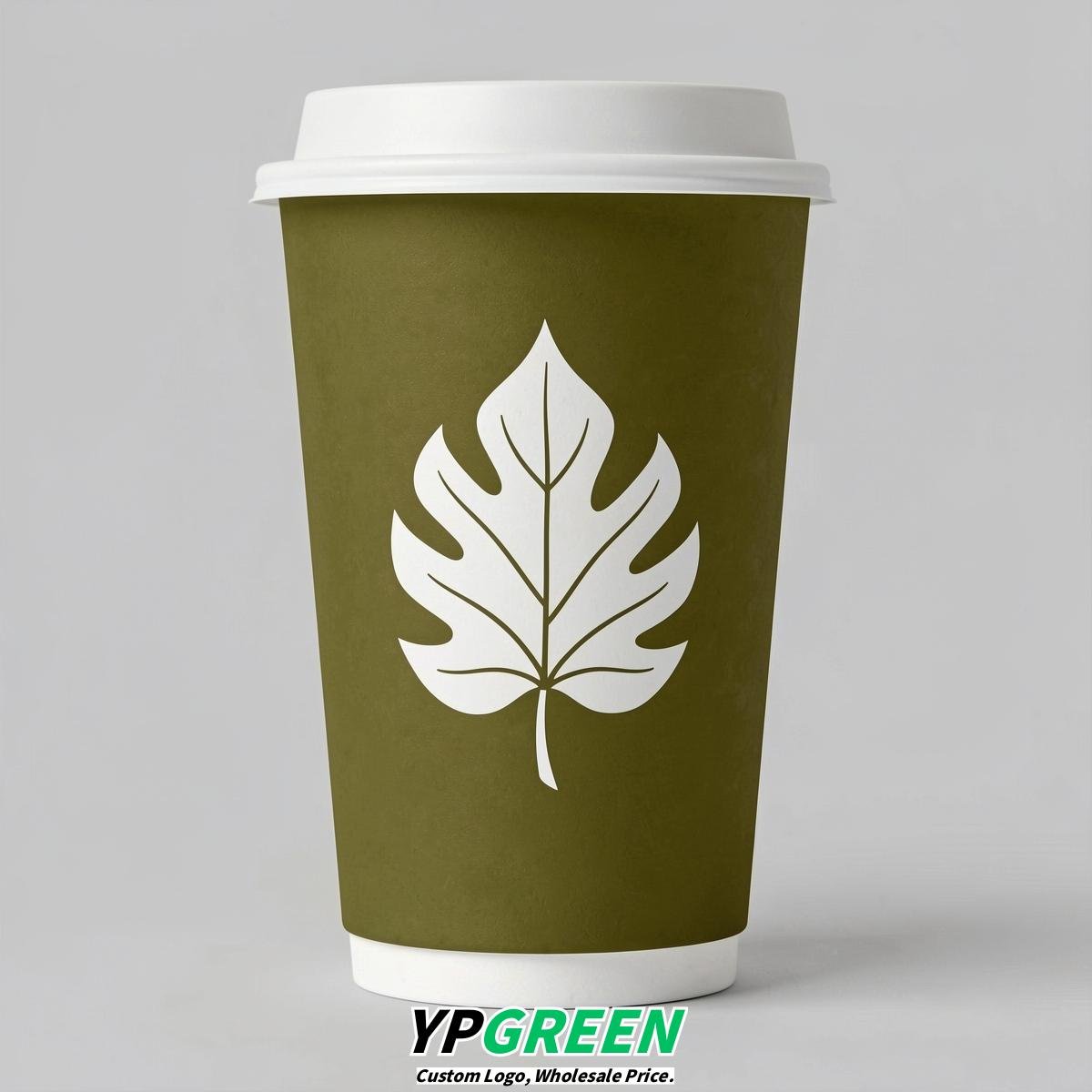 Olive Leaves Paper Cups with Lids 8-24oz