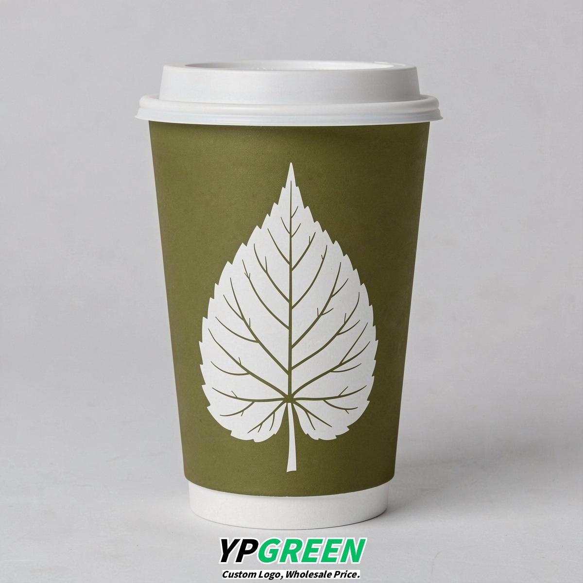 Olive Leaves Paper Cups with Lids 8-24oz