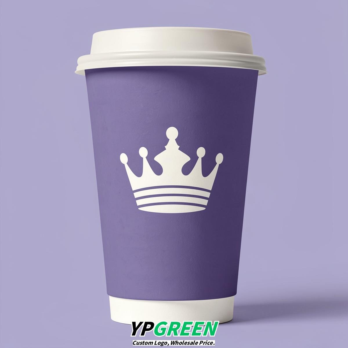 Periwinkle Paper Cups with Crown Design 8-24oz