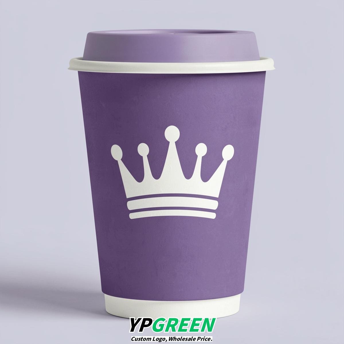 Periwinkle Paper Cups with Crown Design 8-24oz