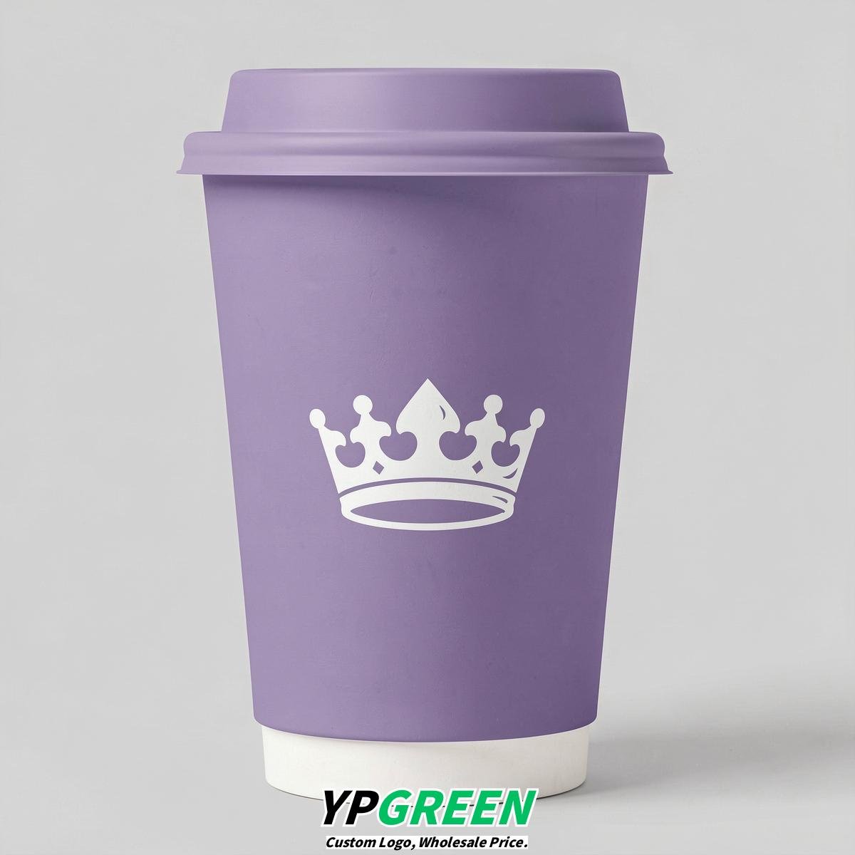 Periwinkle Paper Cups with Crown Design 8-24oz