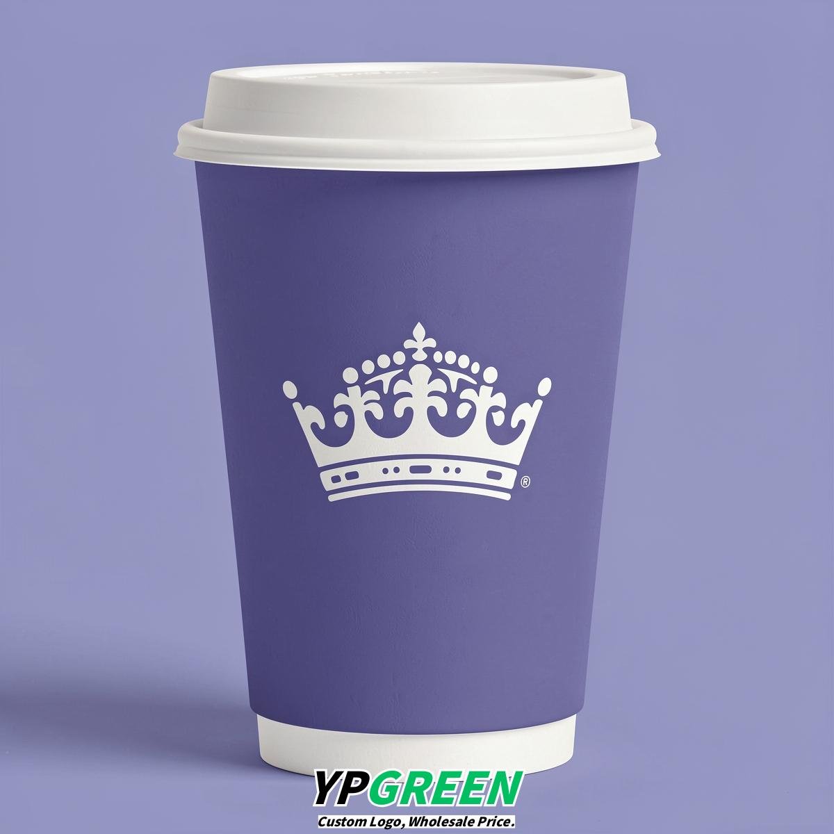 Periwinkle Paper Cups with Crown Design 8-24oz
