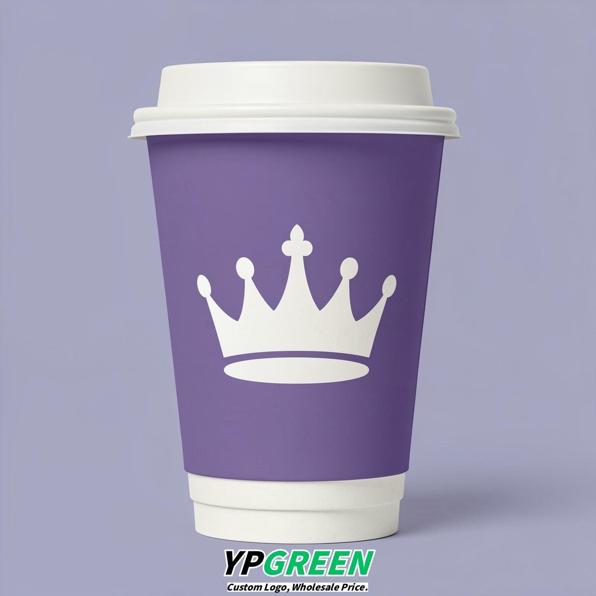 Periwinkle Paper Cups with Crown Design 8-24oz