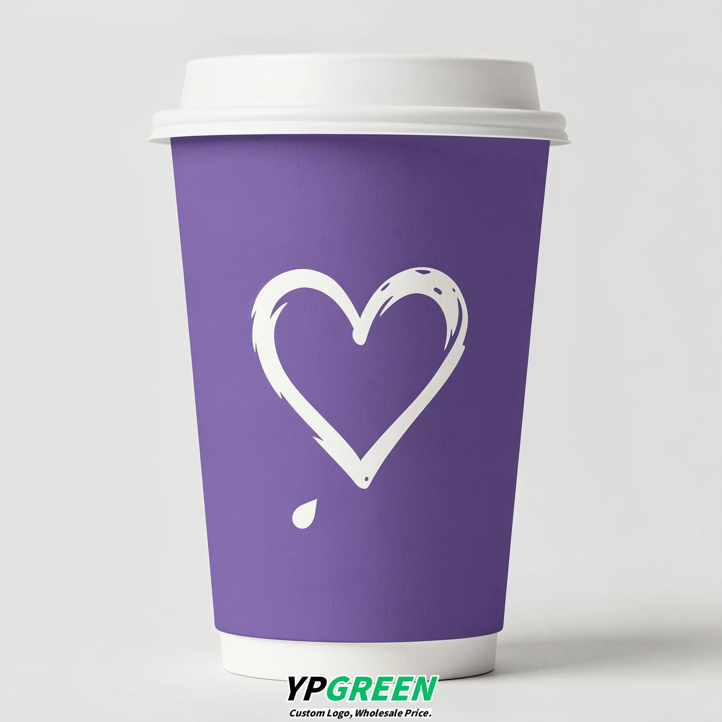 Periwinkle Heart Paper Cups with Lids 8-24oz