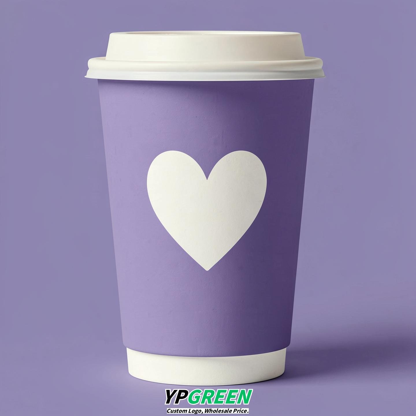 Periwinkle Heart Paper Cups with Lids 8-24oz