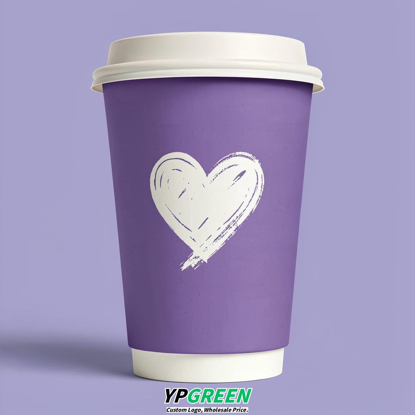 Periwinkle Heart Paper Cups with Lids 8-24oz