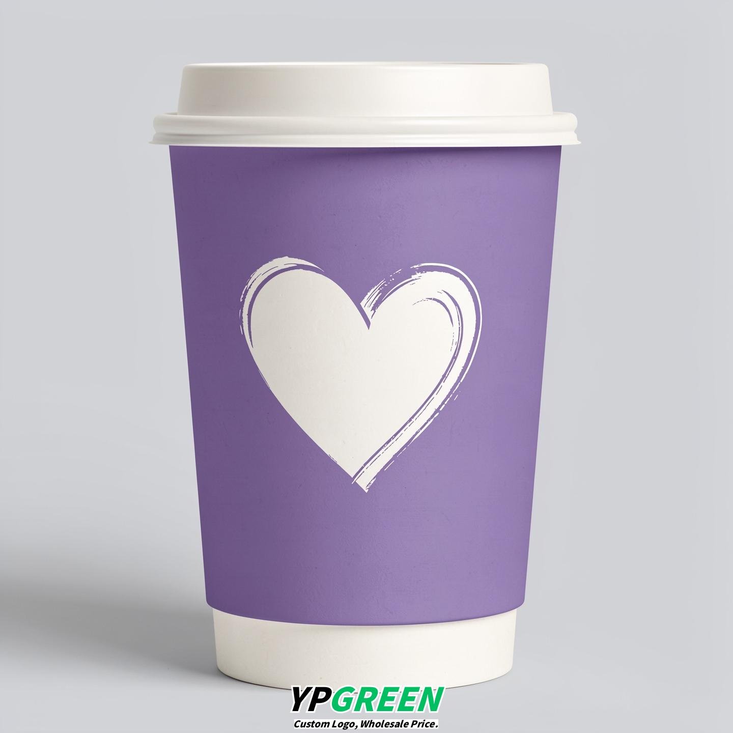 Periwinkle Heart Paper Cups with Lids 8-24oz