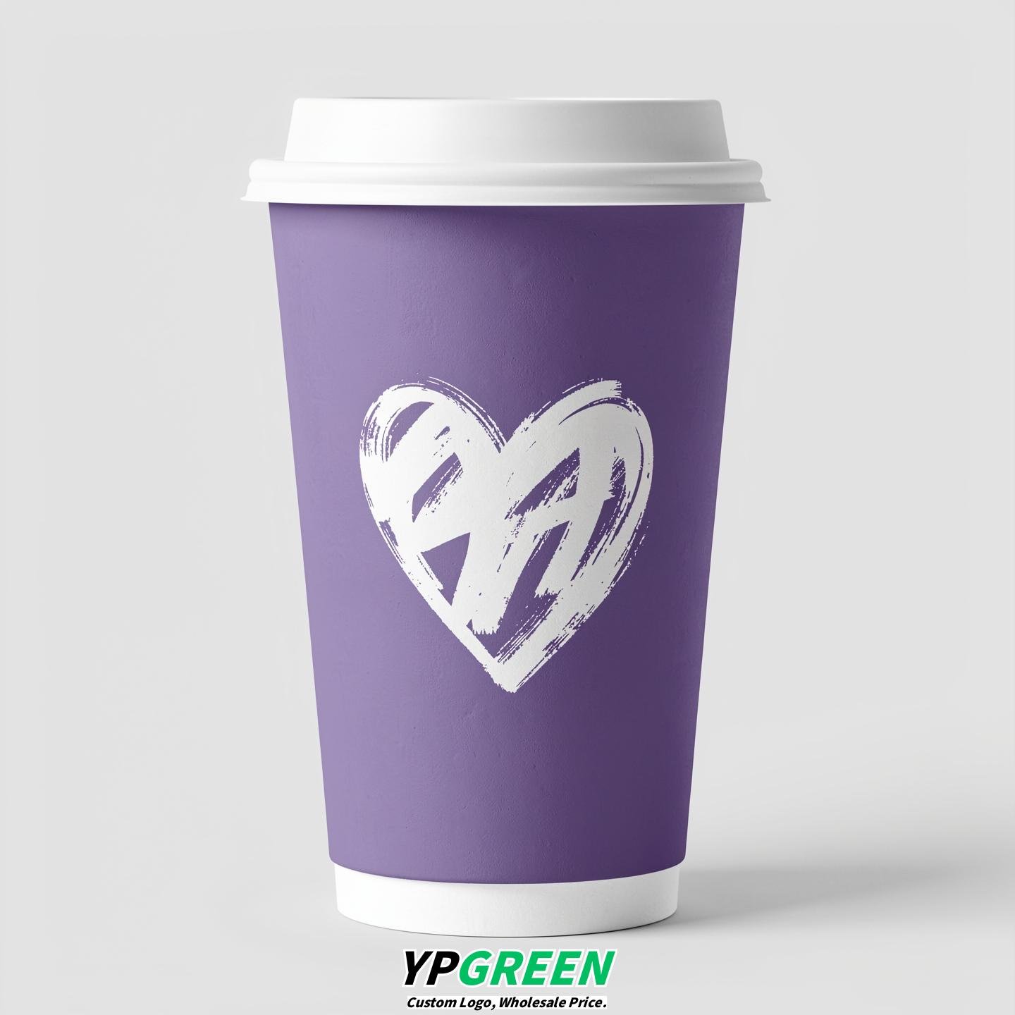 Periwinkle Heart Paper Cups with Lids 8-24oz