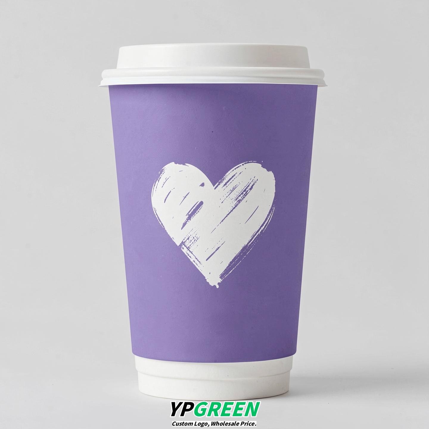 Periwinkle Heart Paper Cups with Lids 8-24oz Periwinkle Heart Paper Cups with Lids 8-24oz