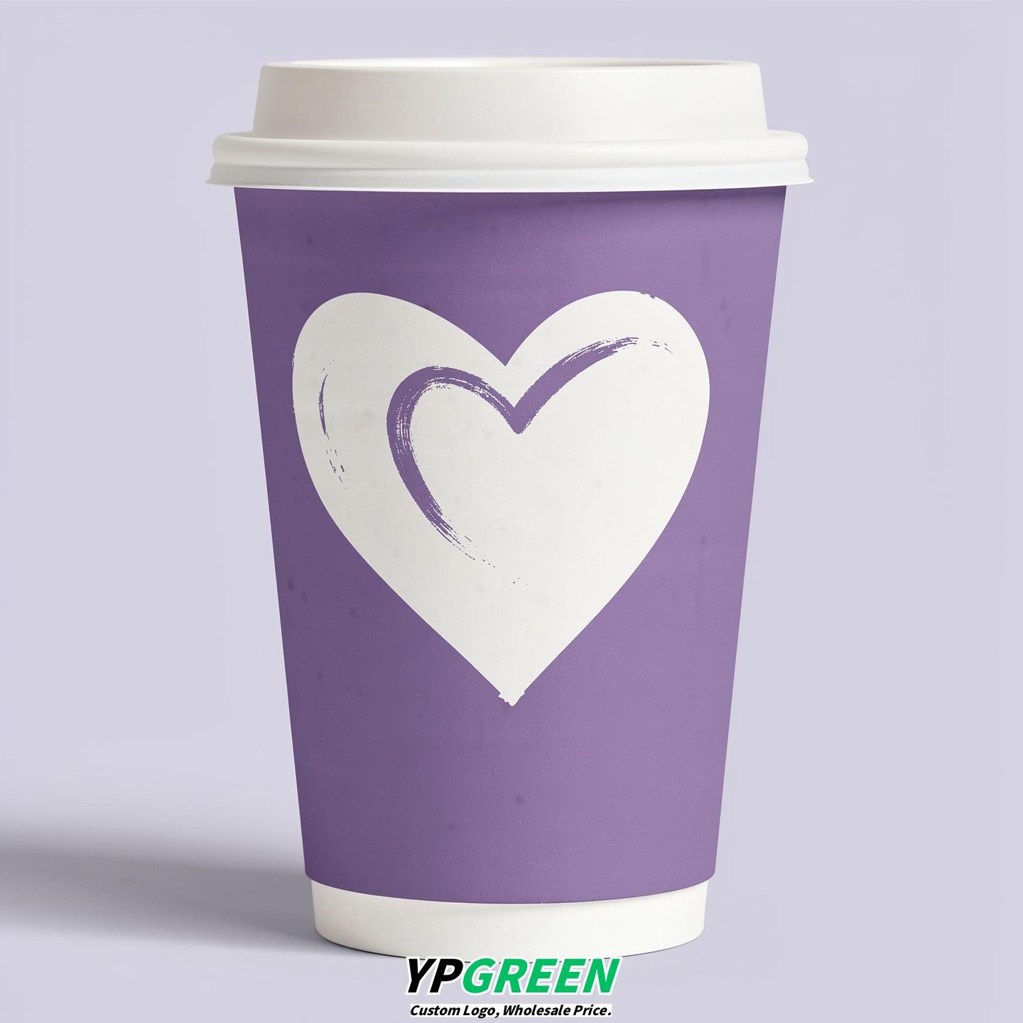 Periwinkle Heart Paper Cups with Lids 8-24oz