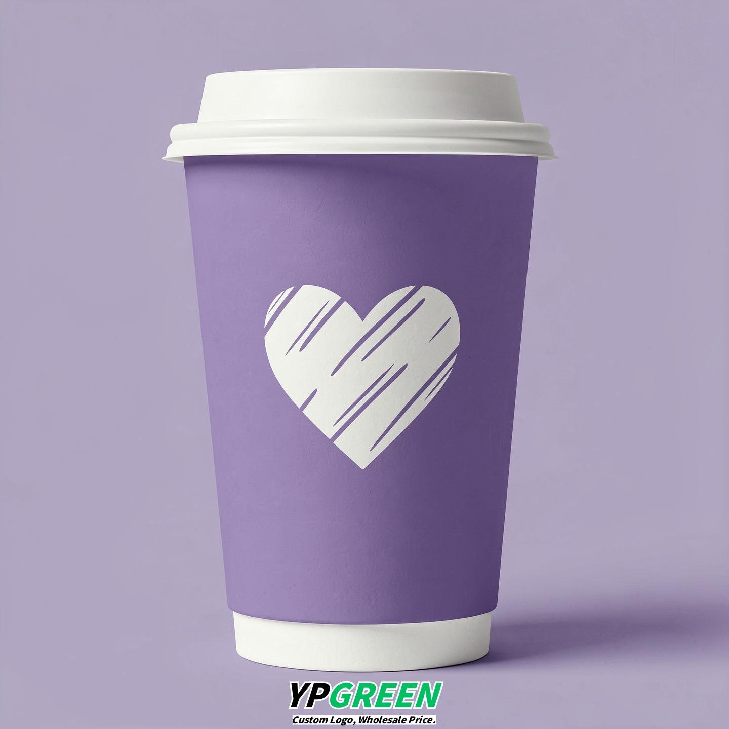 Periwinkle Heart Paper Cups with Lids 8-24oz