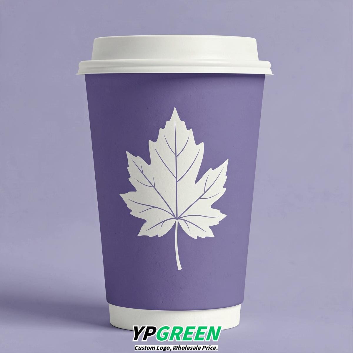 Periwinkle Leaves Paper Cups with Lids 8-24oz