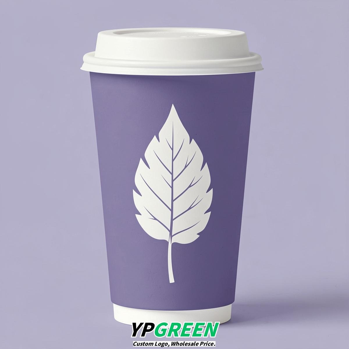 Periwinkle Leaves Paper Cups with Lids 8-24oz