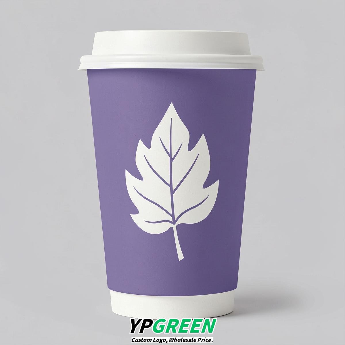 Periwinkle Leaves Paper Cups with Lids 8-24oz