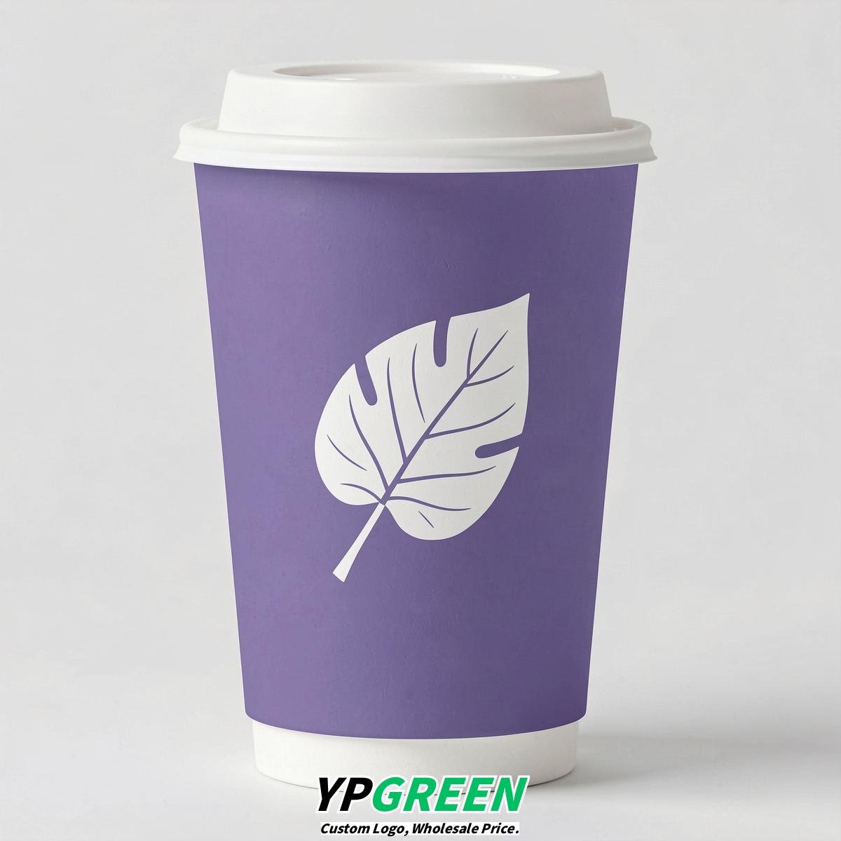 Periwinkle Leaves Paper Cups with Lids 8-24oz Periwinkle Leaves Paper Cups with Lids 8-24oz