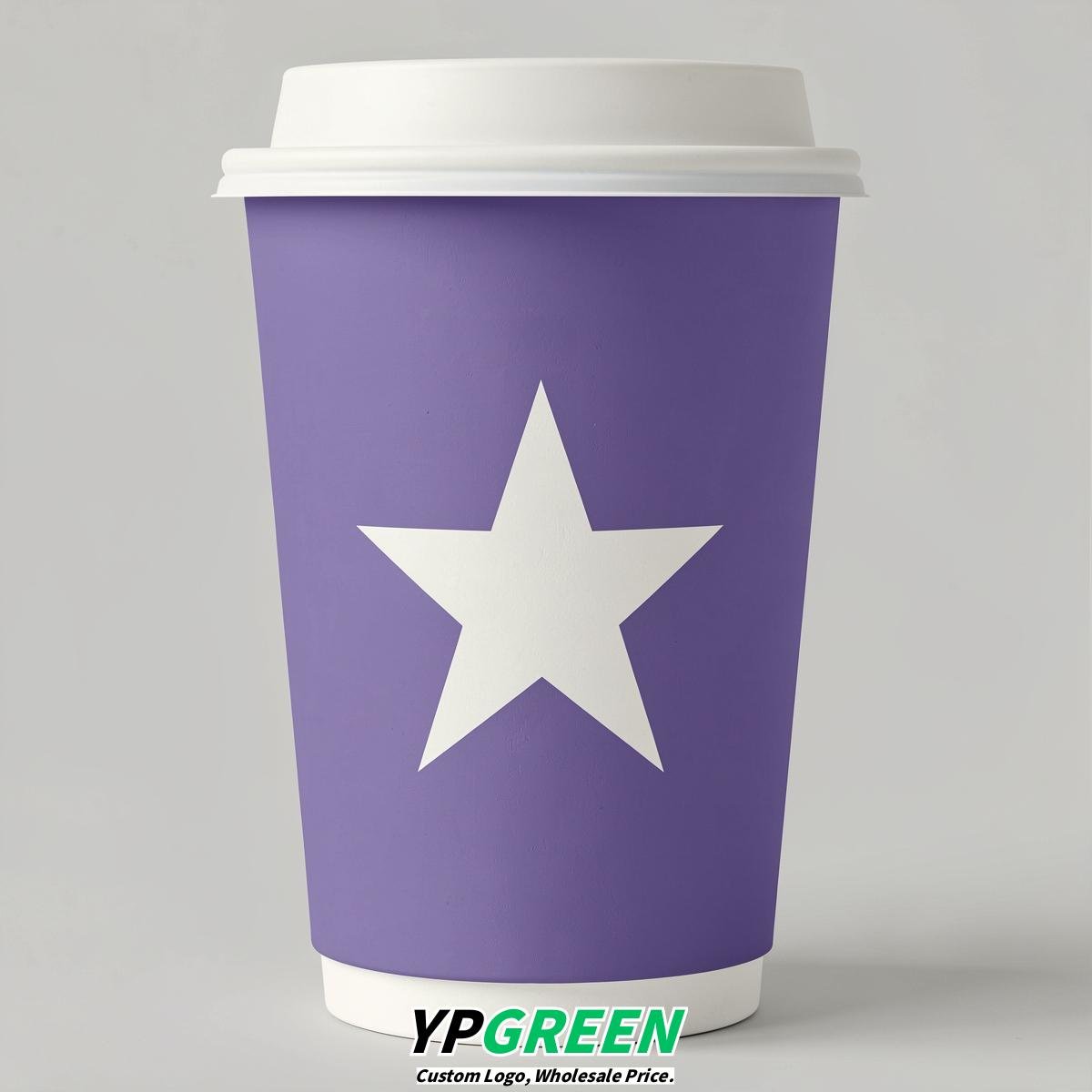 Periwinkle Stars Paper Cups with Lids 8-24oz
