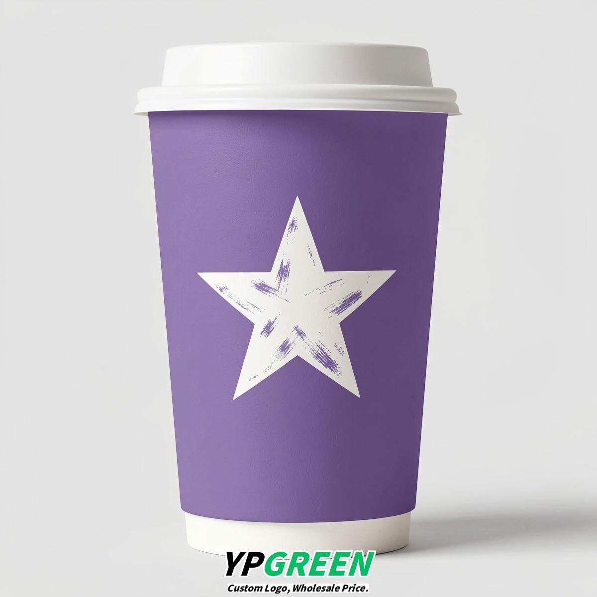 Periwinkle Stars Paper Cups with Lids 8-24oz