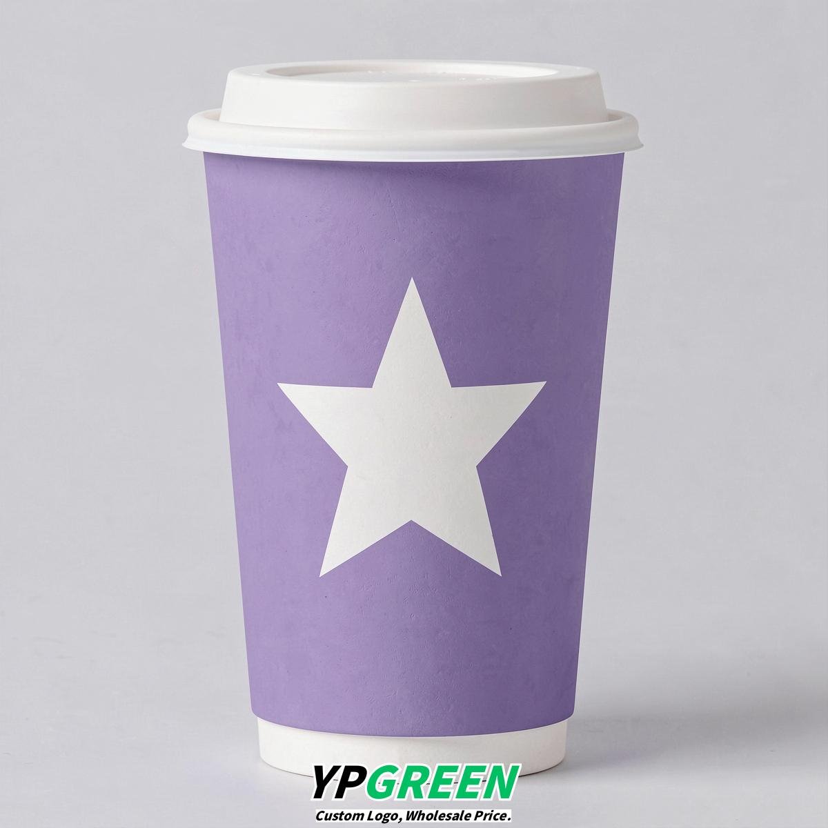 Periwinkle Stars Paper Cups with Lids 8-24oz