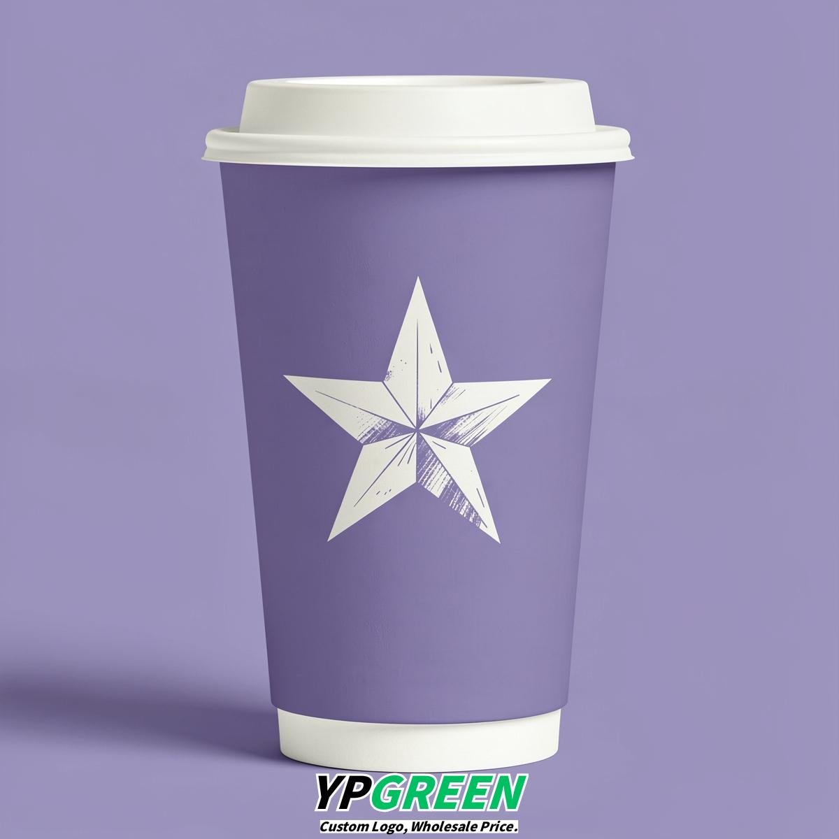 Periwinkle Stars Paper Cups with Lids 8-24oz
