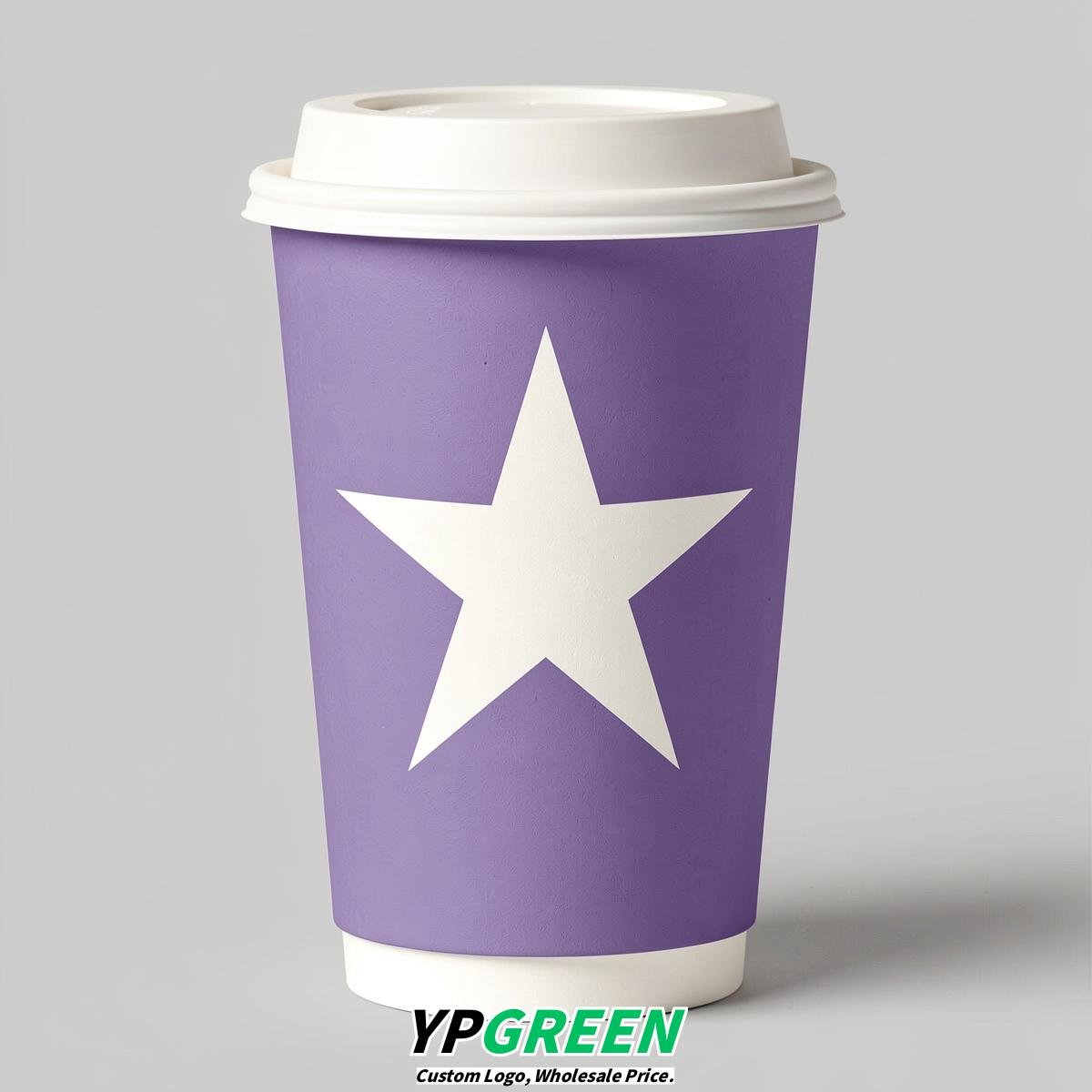 Periwinkle Stars Paper Cups with Lids 8-24oz