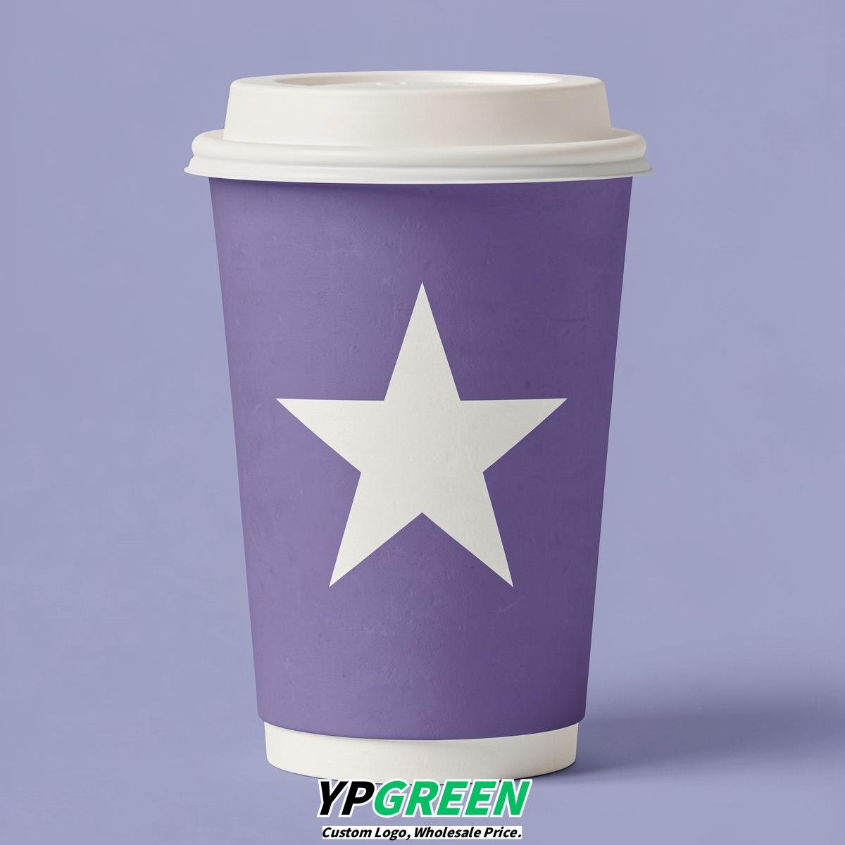 Periwinkle Stars Paper Cups with Lids 8-24oz