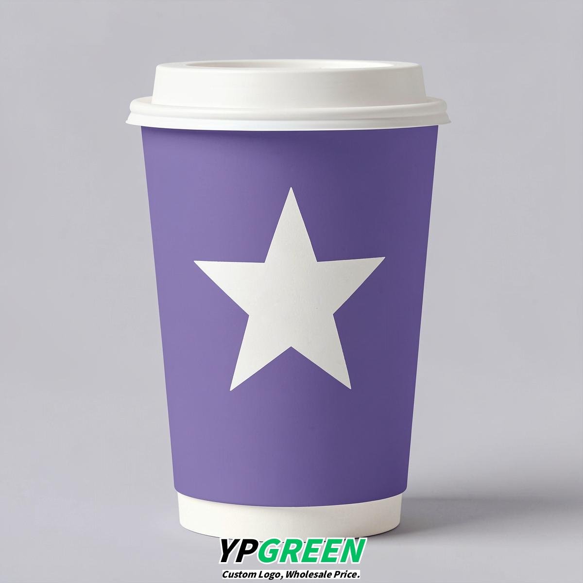 Periwinkle Stars Paper Cups with Lids 8-24oz