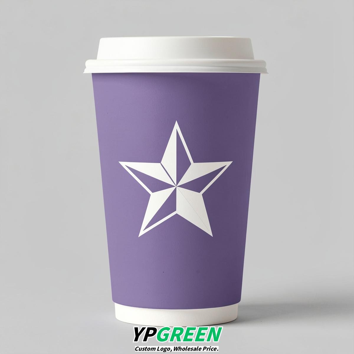 Periwinkle Stars Paper Cups with Lids 8-24oz