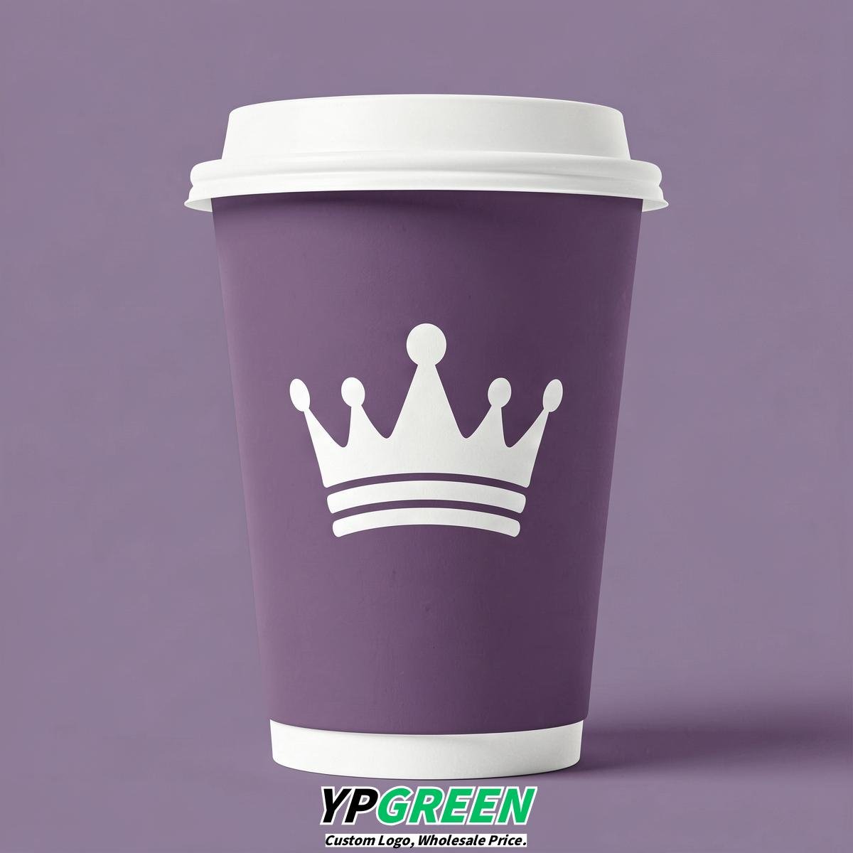 Plum Paper Cups with Crown Design 8-24oz