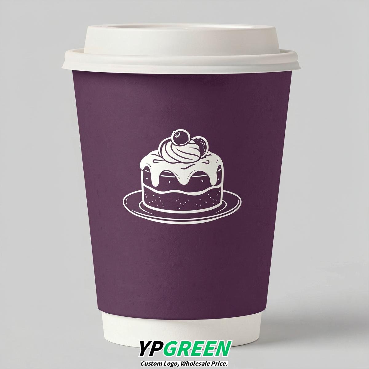 Plum Paper Cups with Desserts Design 8-24oz