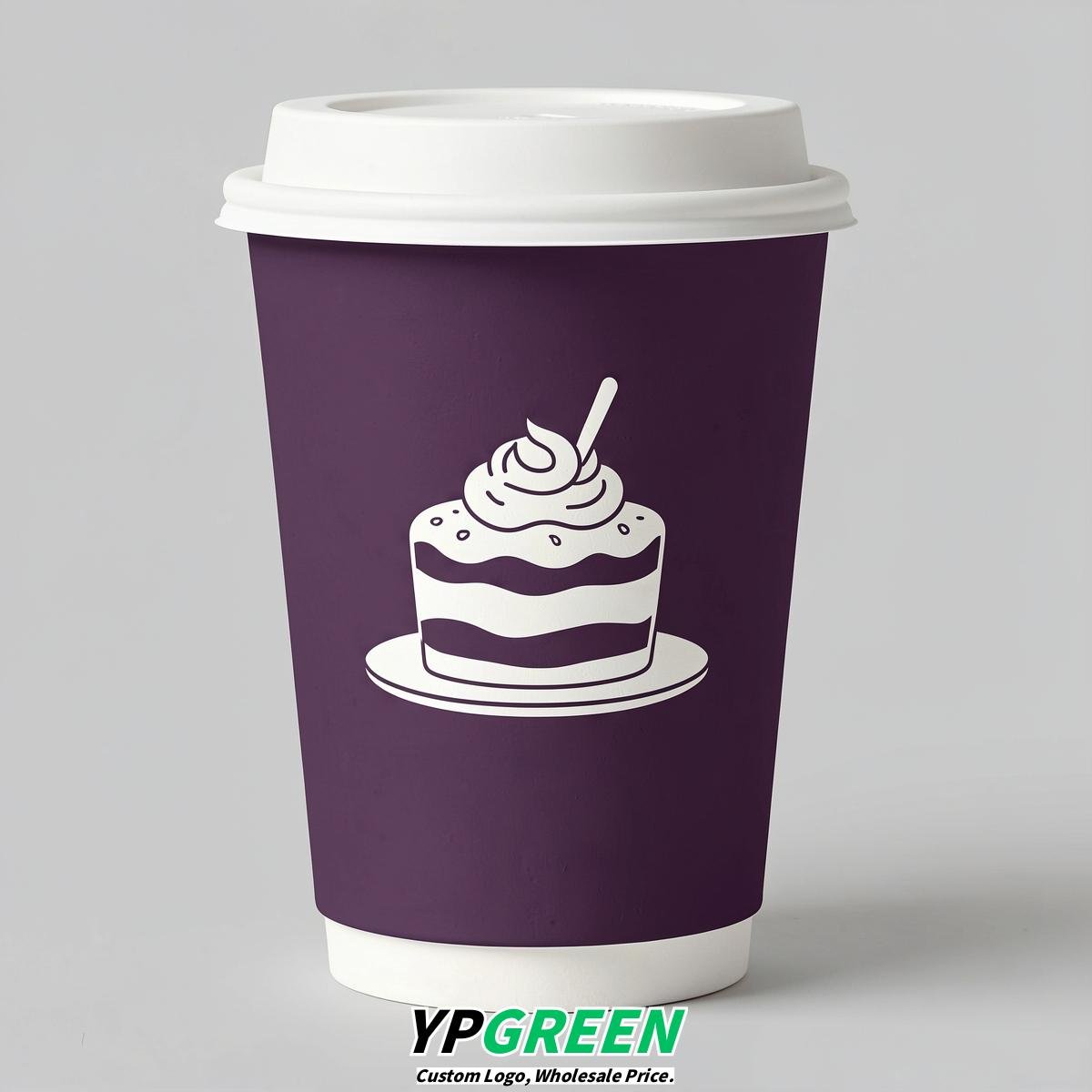Plum Paper Cups with Desserts Design 8-24oz