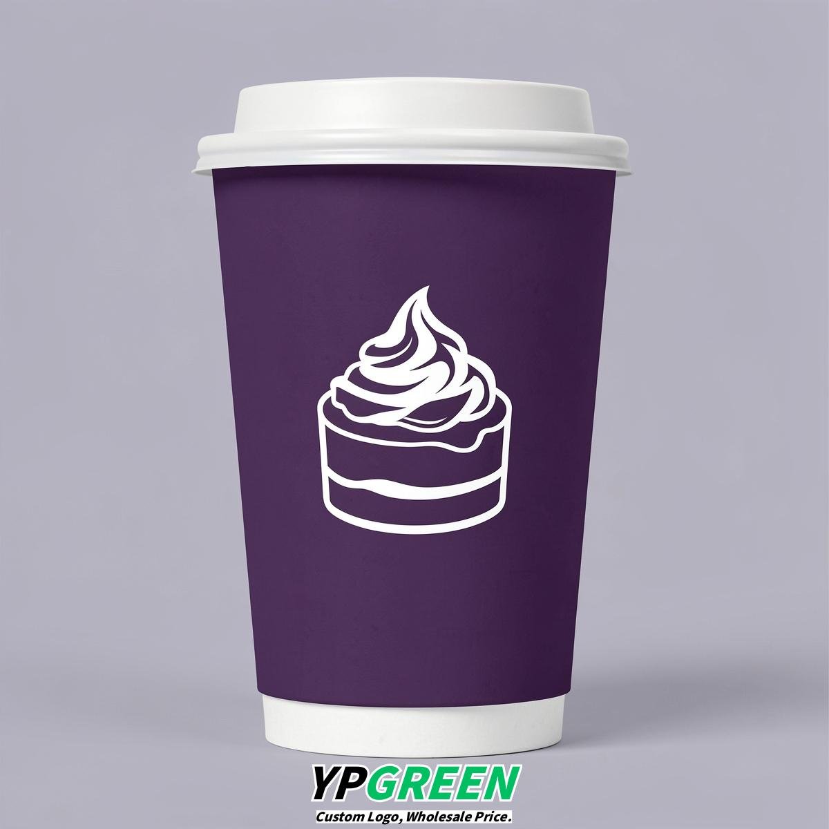 Plum Paper Cups with Desserts Design 8-24oz