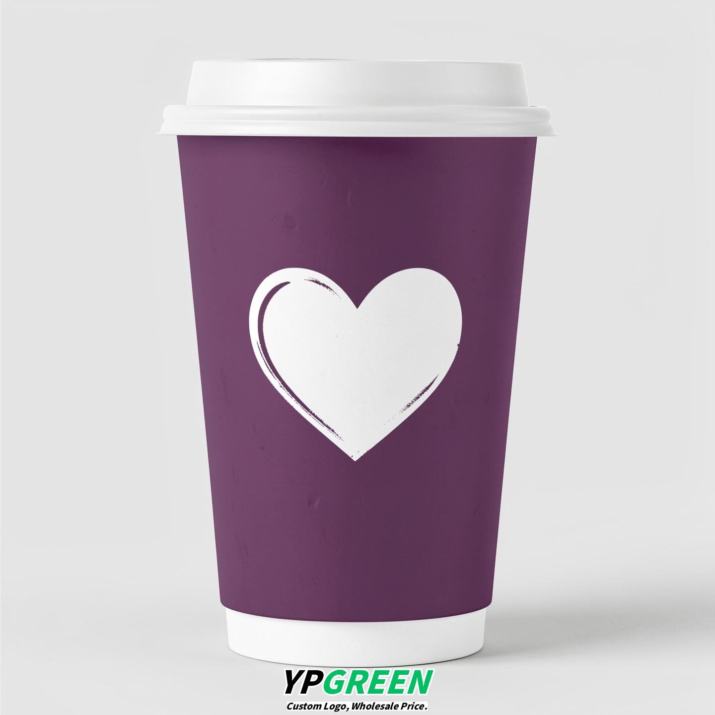 Plum Heart Paper Cups with Lids 8-24oz