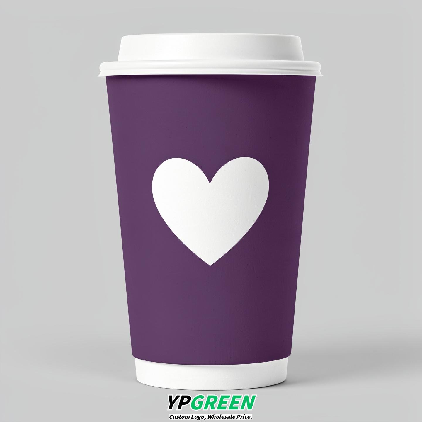 Plum Heart Paper Cups with Lids 8-24oz Plum Heart Paper Cups with Lids 8-24oz