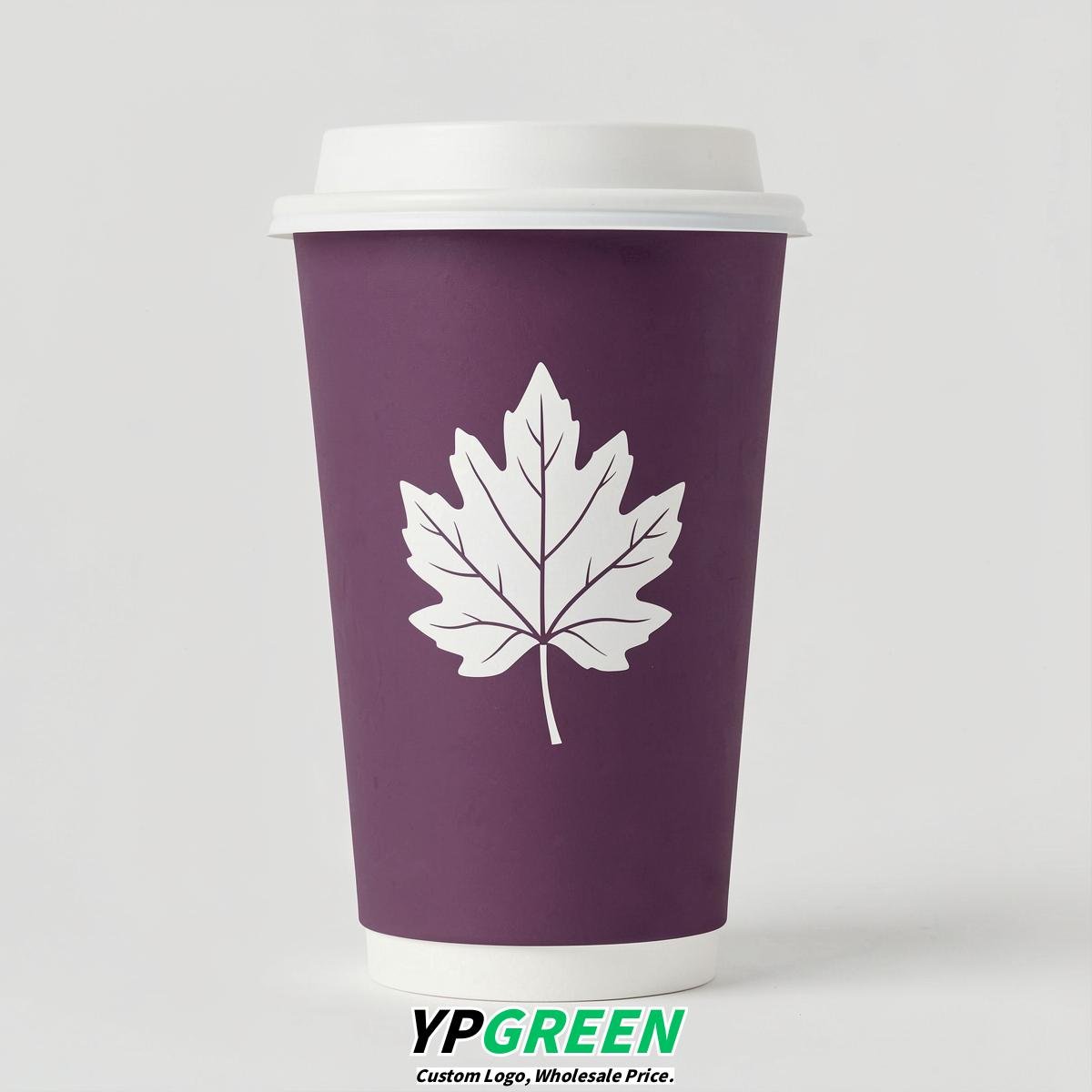 Plum Leaves Paper Cups with Lids 8-24oz