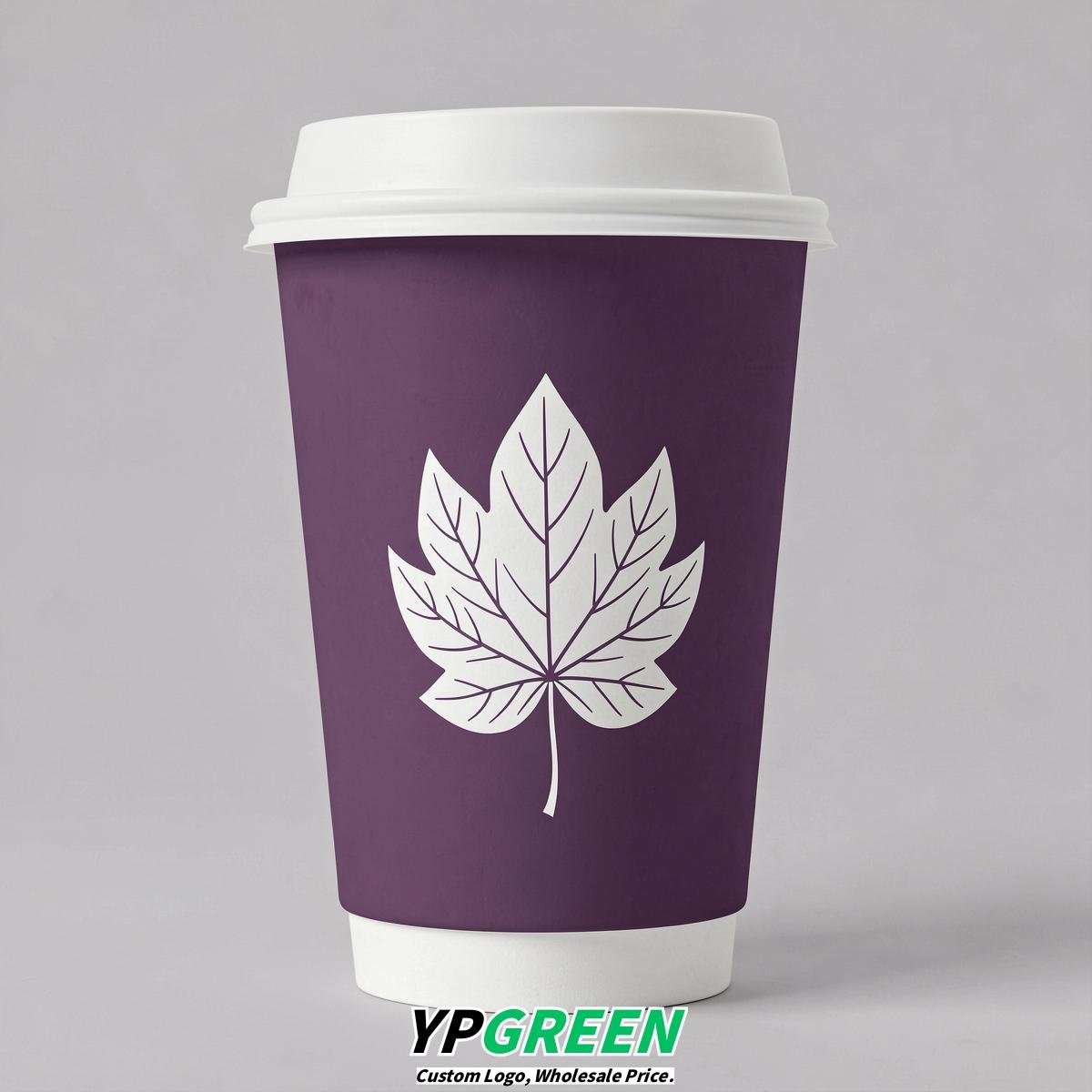 Plum Leaves Paper Cups with Lids 8-24oz