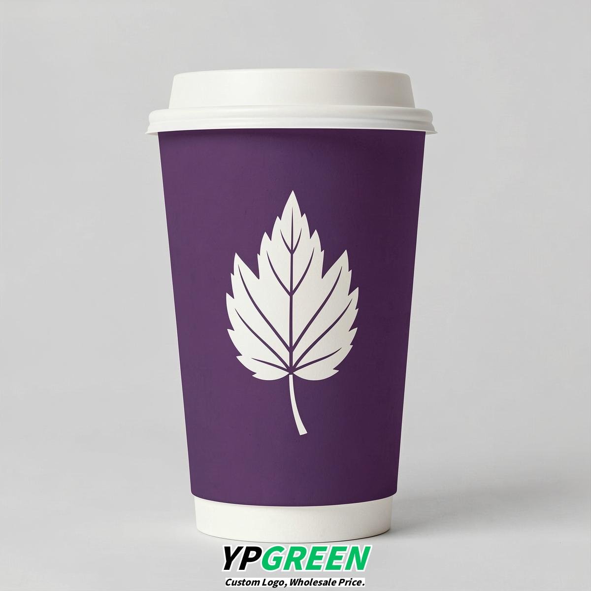 Plum Leaves Paper Cups with Lids 8-24oz