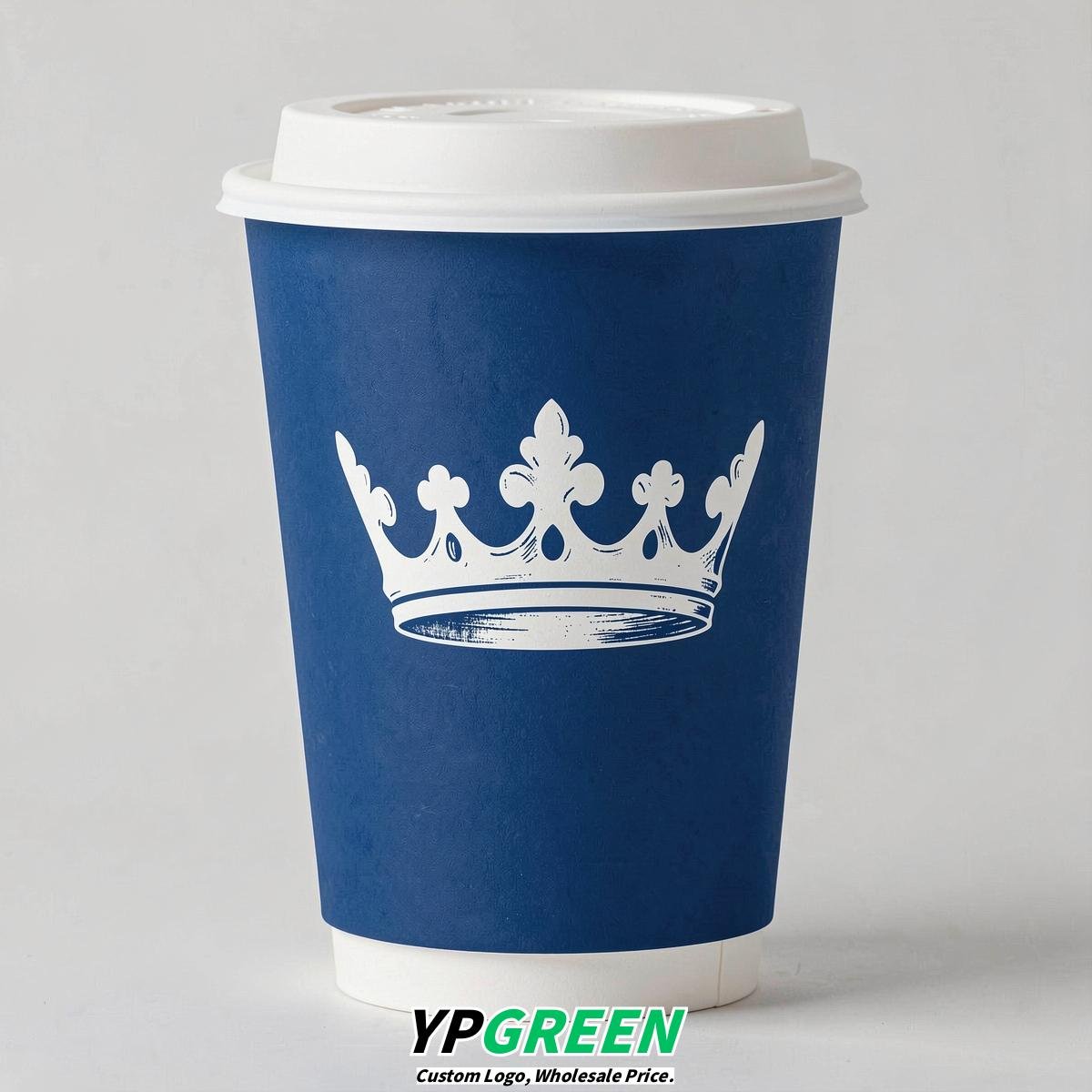 Prussian Blue Paper Cups with Crown Design 8-24oz Prussian Blue Paper Cups with Crown Design 8-24oz
