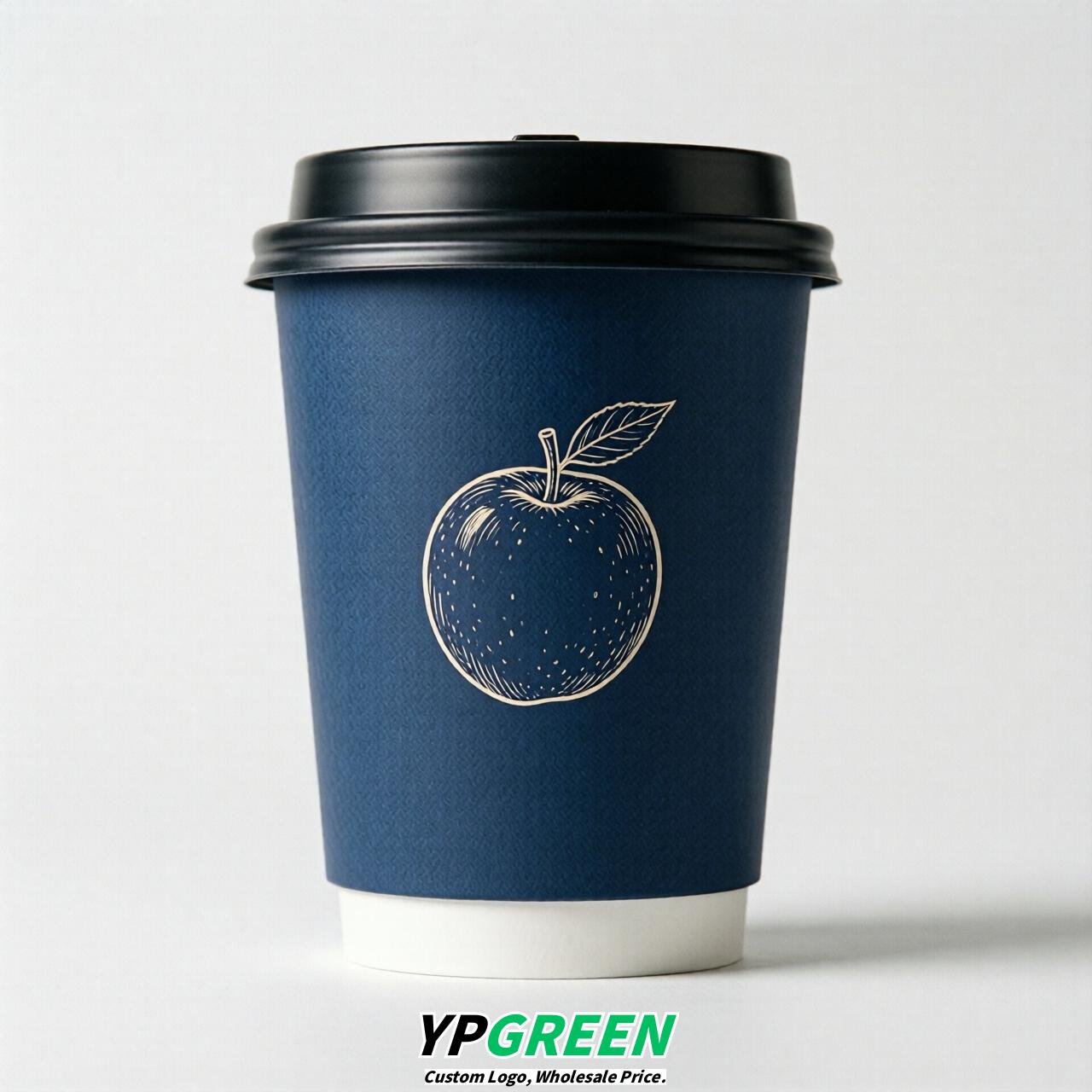 Prussian Blue Fruits Paper Cups with Lids 8-24oz