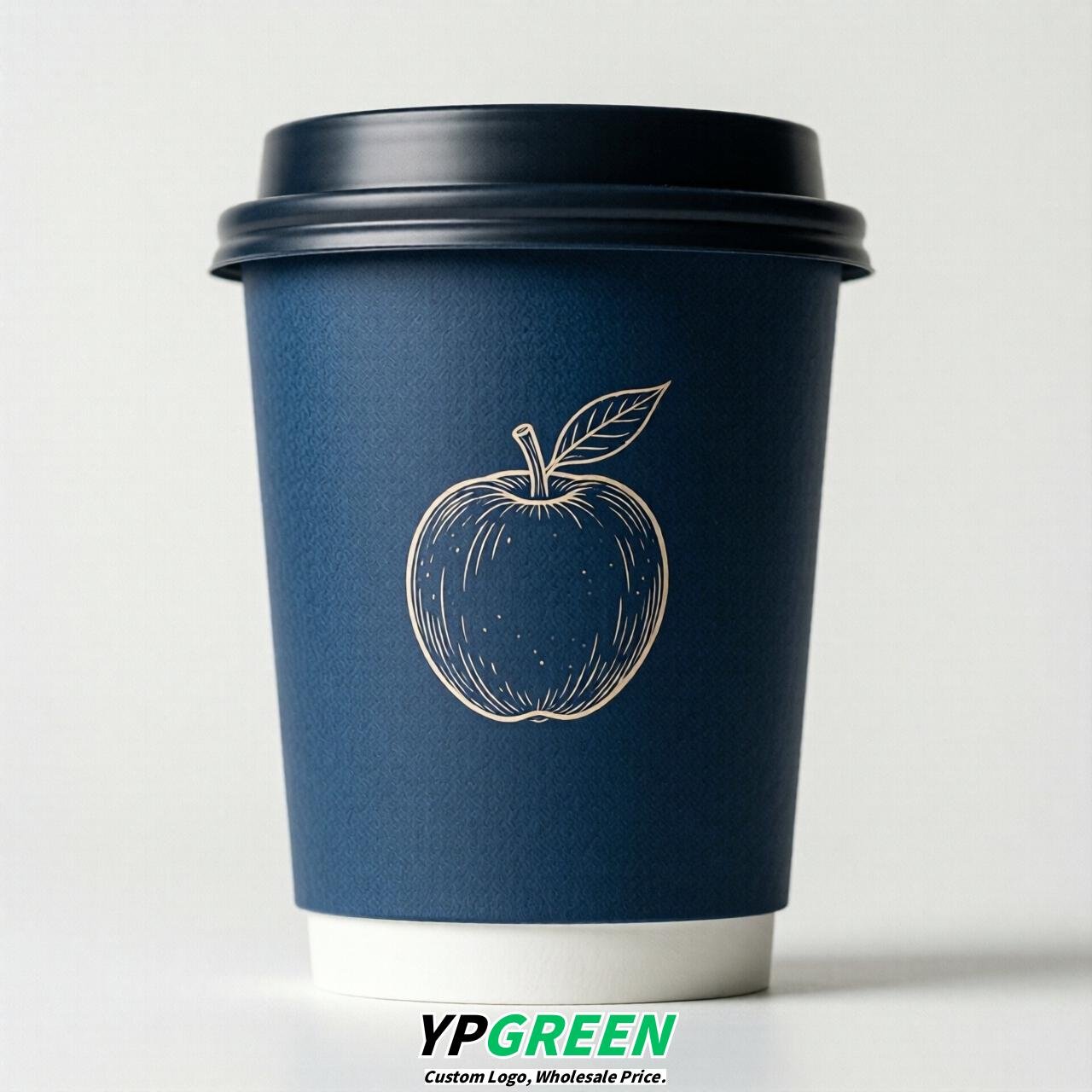 Prussian Blue Fruits Paper Cups with Lids 8-24oz