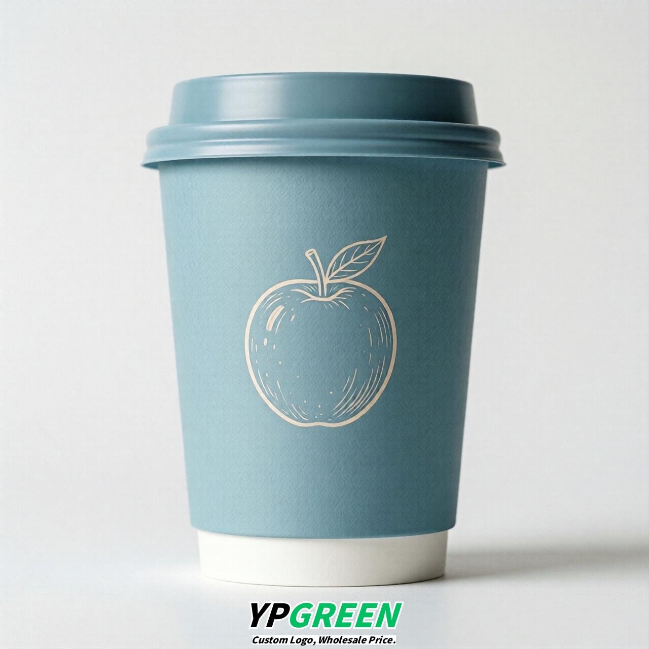Robin Egg Blue Fruits Paper Cups with Lids 8-24oz