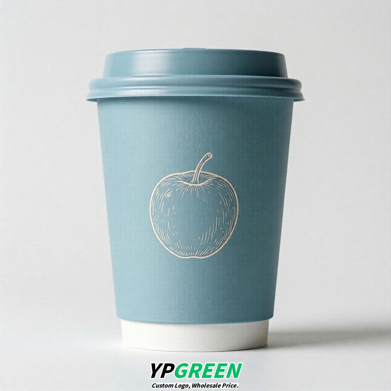 Robin Egg Blue Fruits Paper Cups with Lids 8-24oz