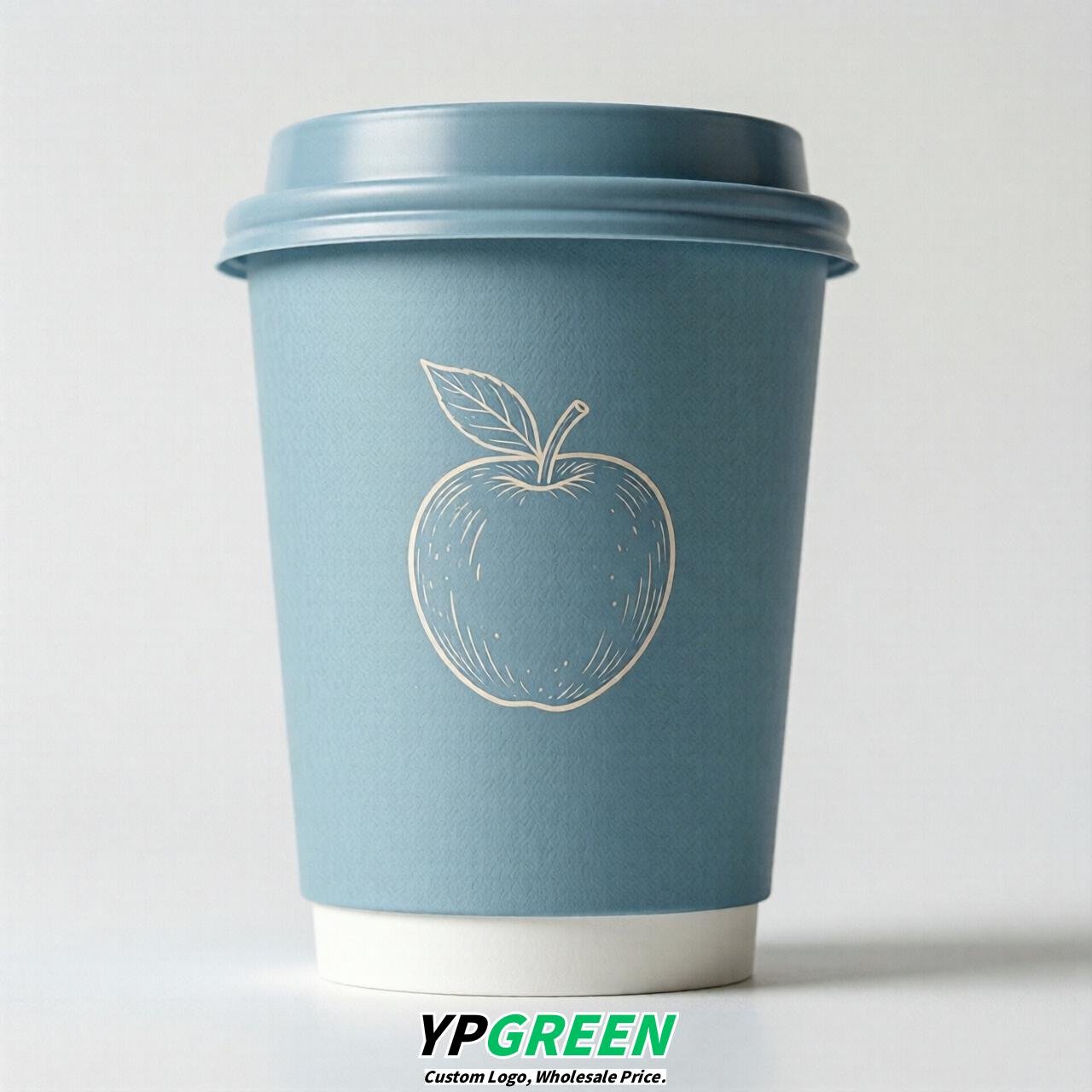 Robin Egg Blue Fruits Paper Cups with Lids 8-24oz