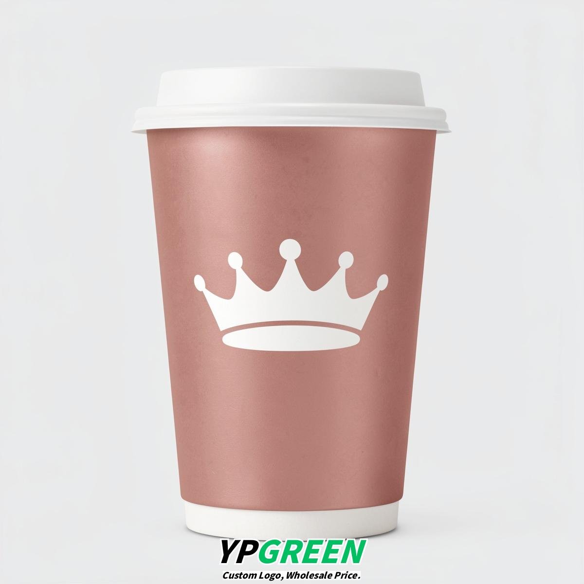 Rose Gold Paper Cups with Crown Design 8-24oz