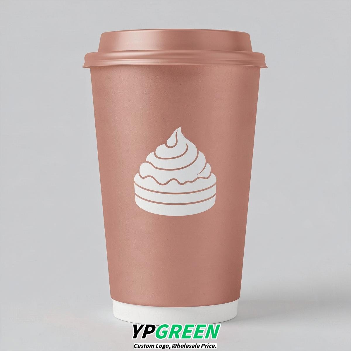 Rose Gold Paper Cups with Desserts Design 8-24oz