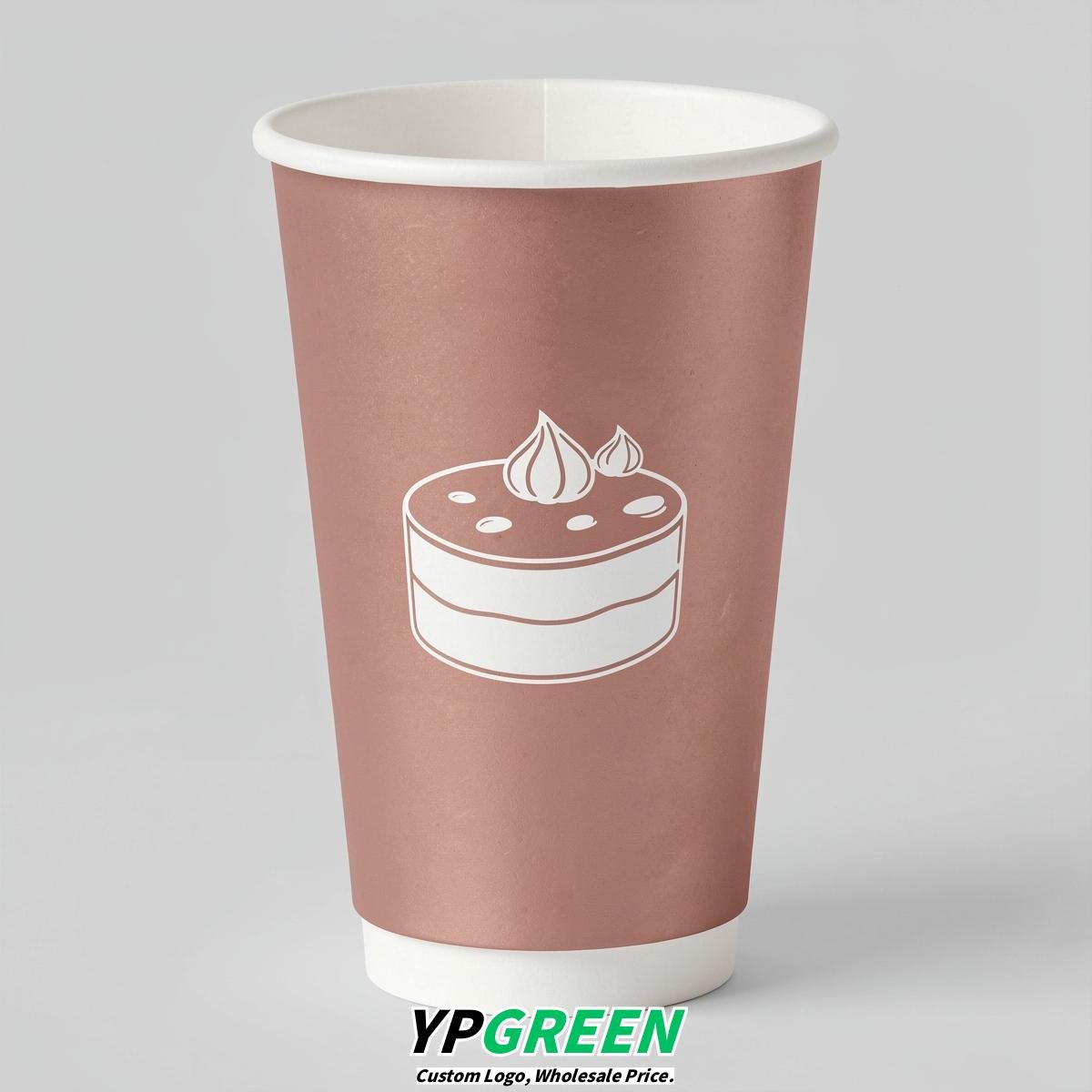 Rose Gold Paper Cups with Desserts Design 8-24oz