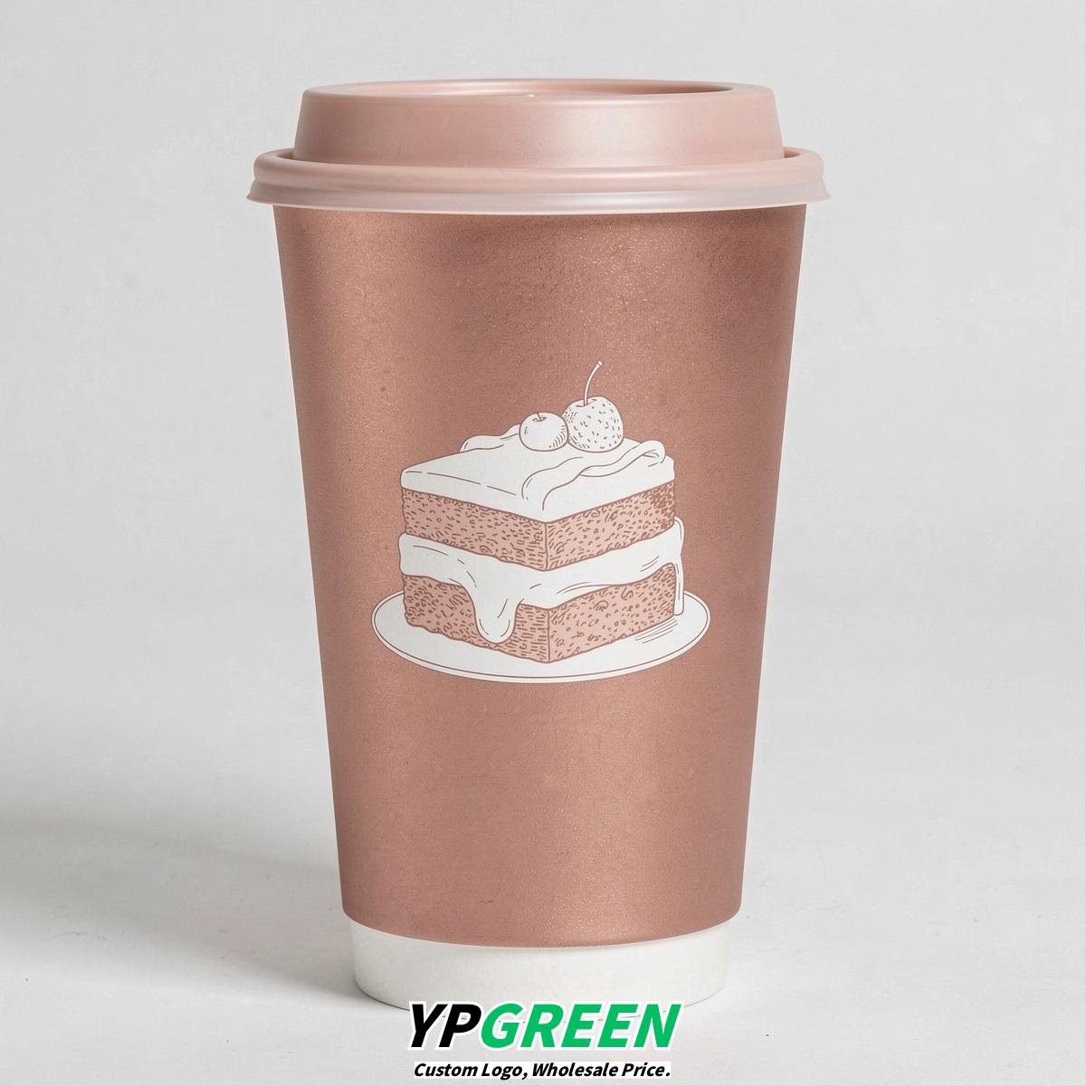 Rose Gold Paper Cups with Desserts Design 8-24oz