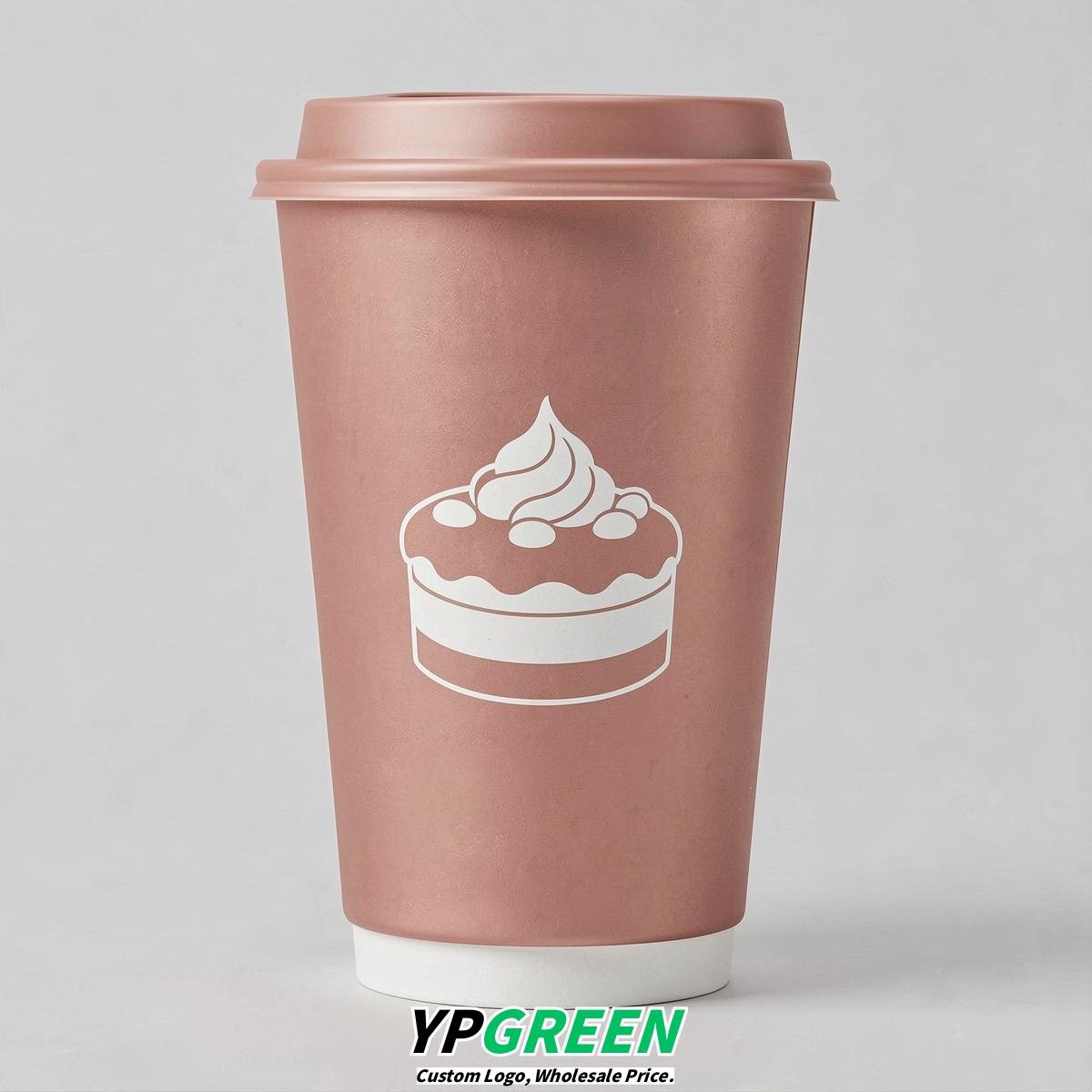 Rose Gold Paper Cups with Desserts Design 8-24oz