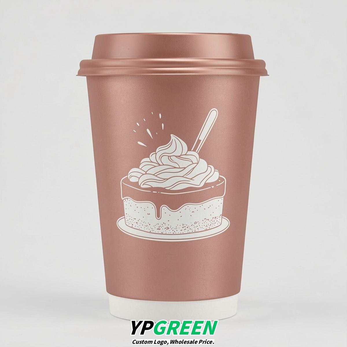 Rose Gold Paper Cups with Desserts Design 8-24oz