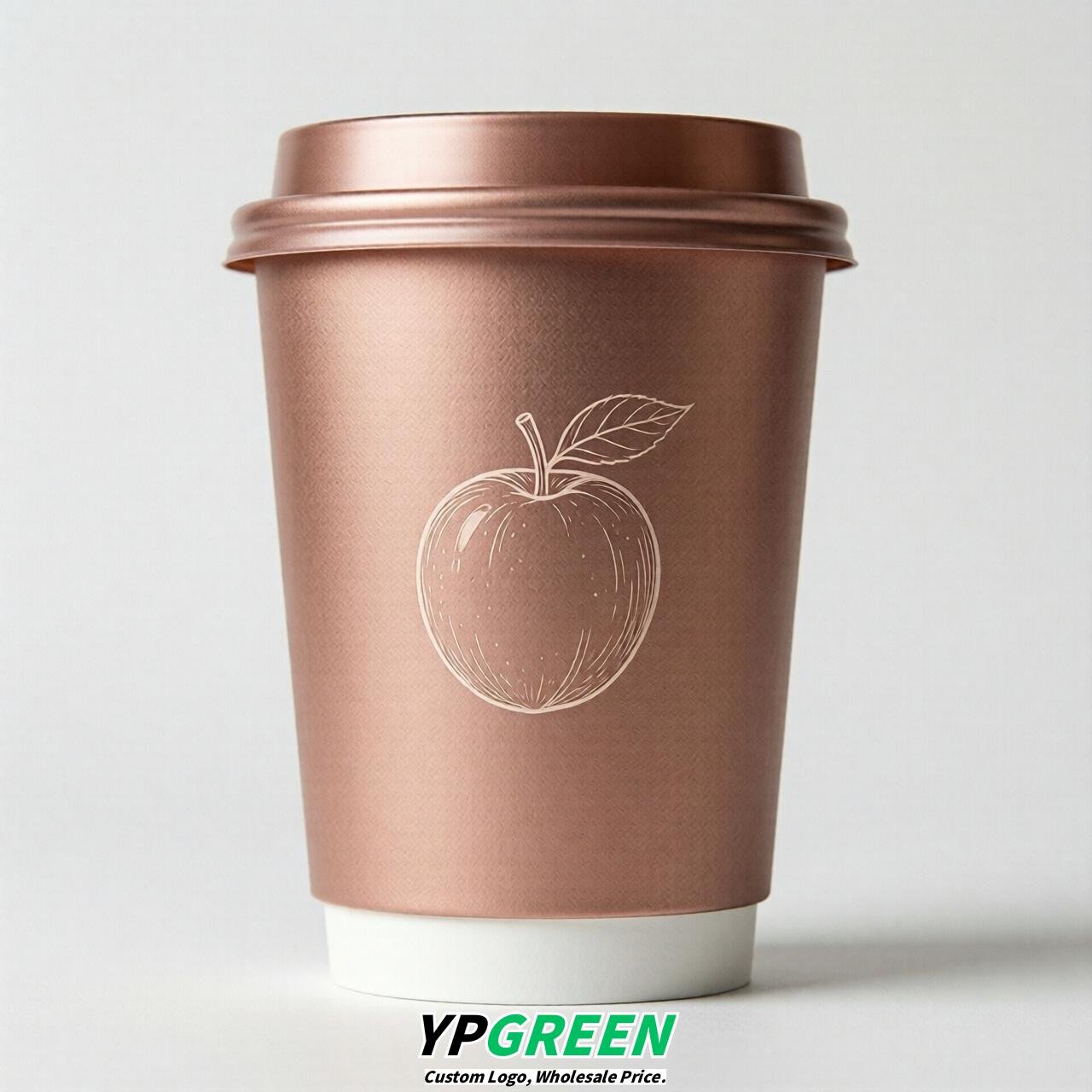 Rose Gold Fruits Paper Cups with Lids 8-24oz
